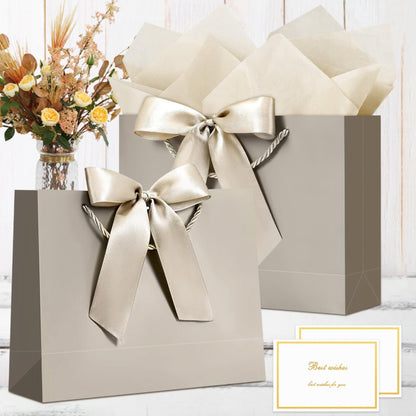 4Pieces Gift Bags with Cards and Wrapping Paper for Weddings Parties - Champagne