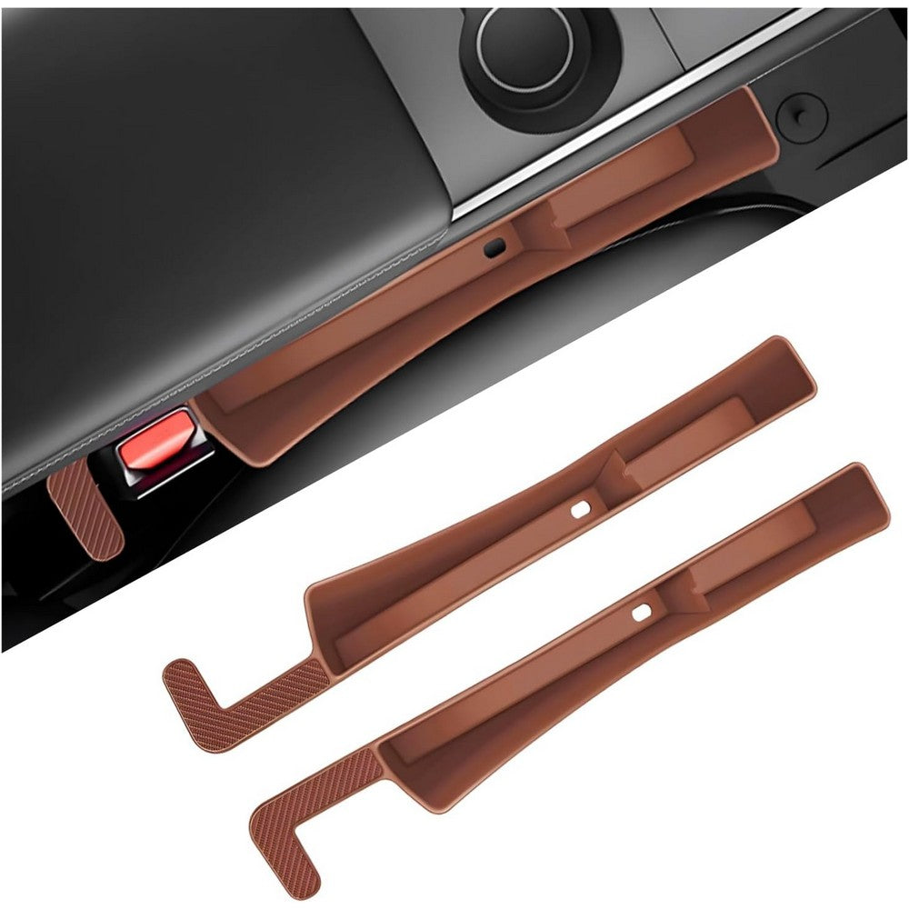 Car Seat Gap Filler Seat Gap Organizer with Phone Holder for SUV Truck-Brown