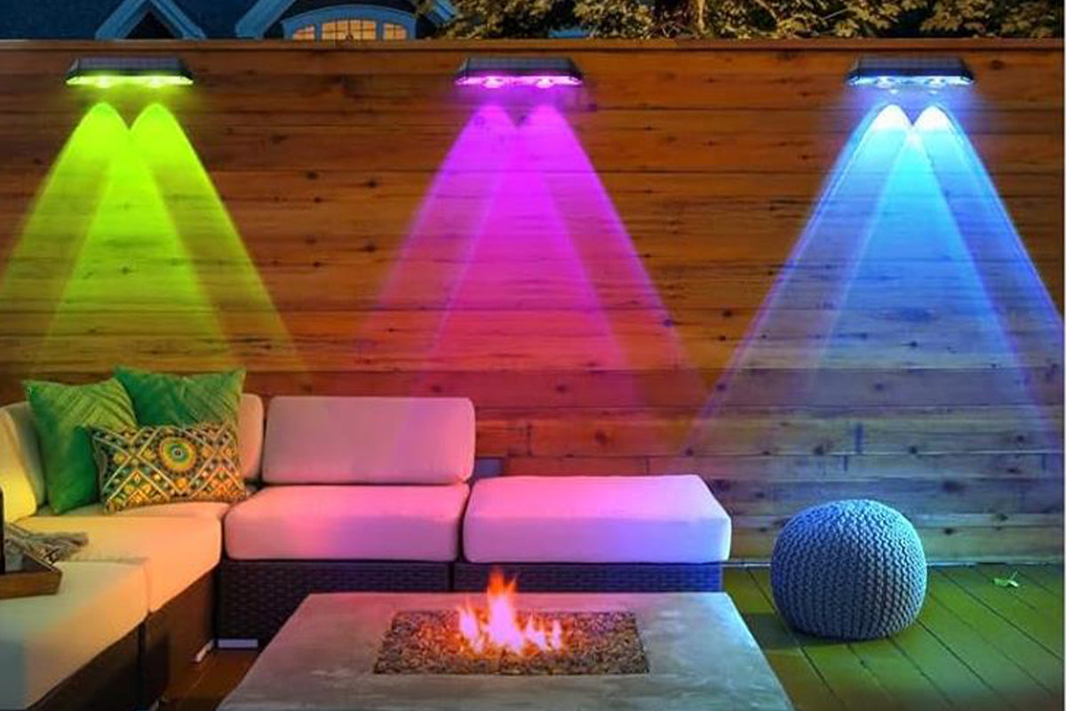2Pcs Solar Fence Lights Outdoor Solar Lights Outdoor Waterproof for Backyard Railing -7 Color Modes