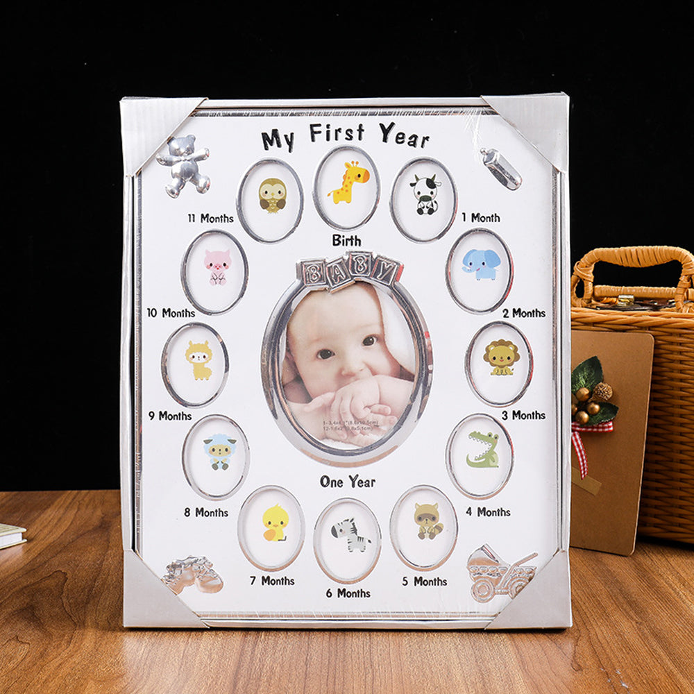 Baby's First Year Picture Photo Frame Newborn Baby Shower Gift White