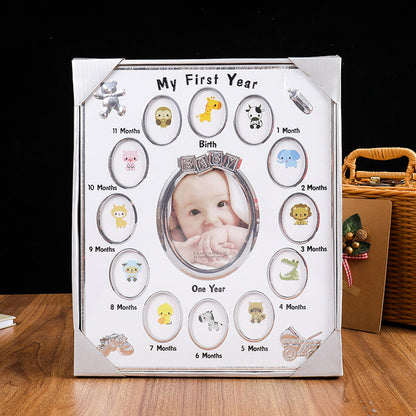 Baby's First Year Picture Photo Frame Newborn Baby Shower Gift White