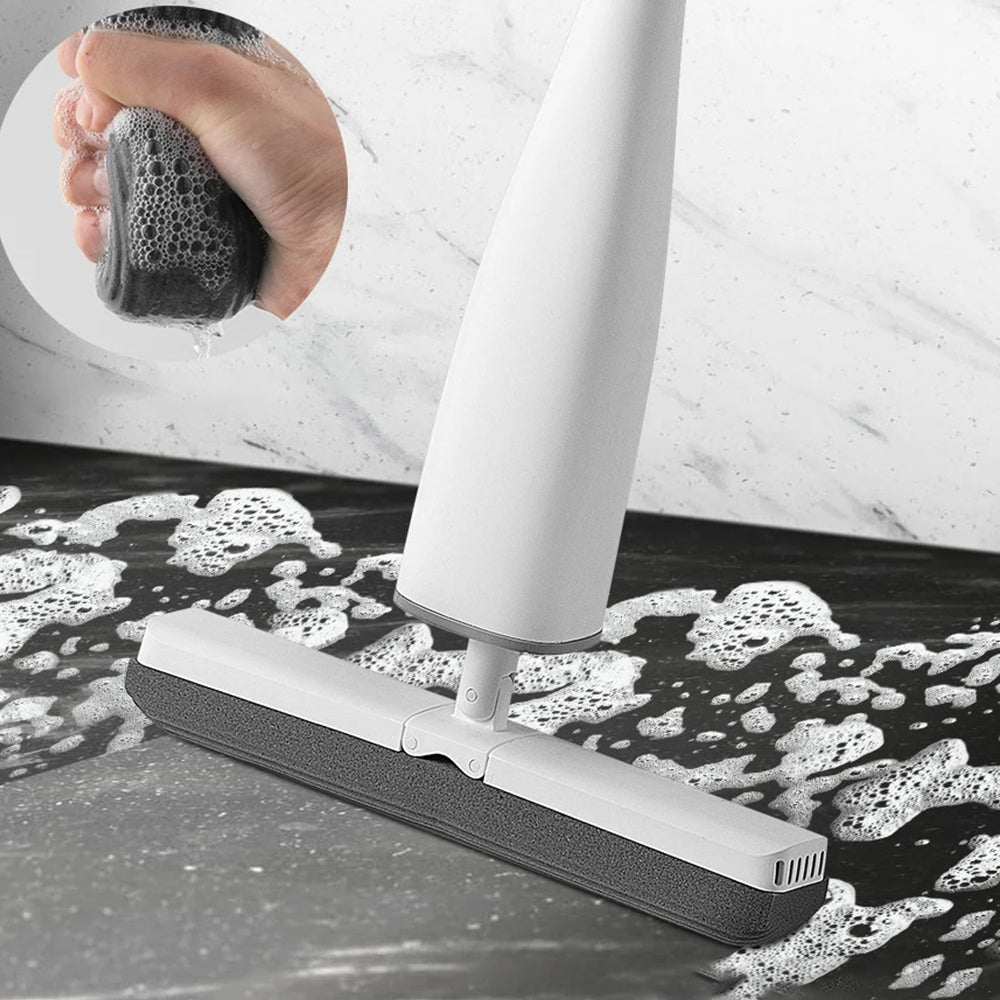 Self-Wringing Mop Self-Squeeze Mop with 2 Replaceable Sponge Mop Heads for Floor Cleaning