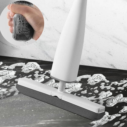 Self-Wringing Mop Self-Squeeze Mop with 2 Replaceable Sponge Mop Heads for Floor Cleaning