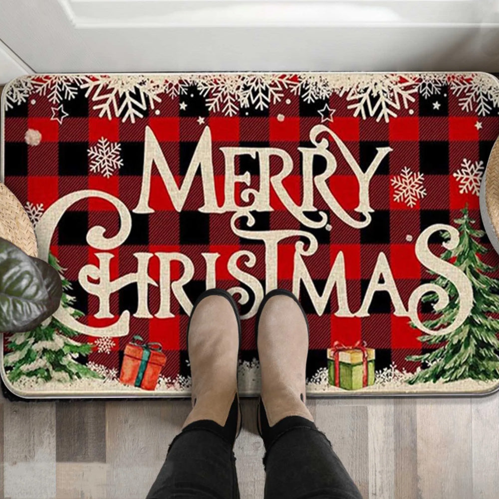 2PCS Christmas Floor Mats Set ¨C Non-Slip Rugs for Kitchen Bathroom Living Room and Doorway Style 2