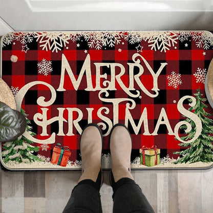 2PCS Christmas Floor Mats Set ¨C Non-Slip Rugs for Kitchen Bathroom Living Room and Doorway Style 2
