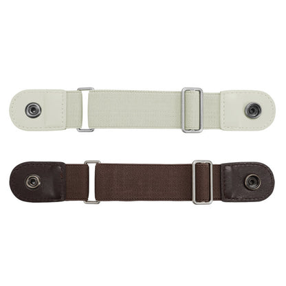2Pcs Elastic Side Buckle Belt for Jeans Pants Unisex Adults Adjustable Waistband Stretch-Coffee