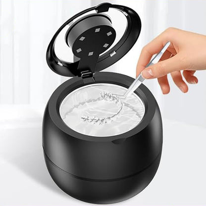 Ultrasonic Retainer Cleaner Machine Dentures Cleaner for Night Guards-Black