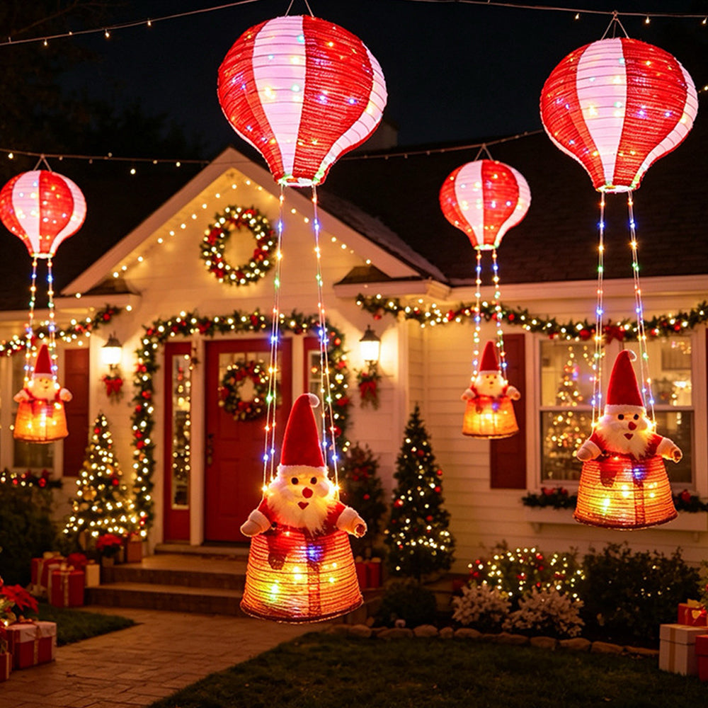 Christmas Santa Claus Hot Air Balloon with Light String - Colorful Light