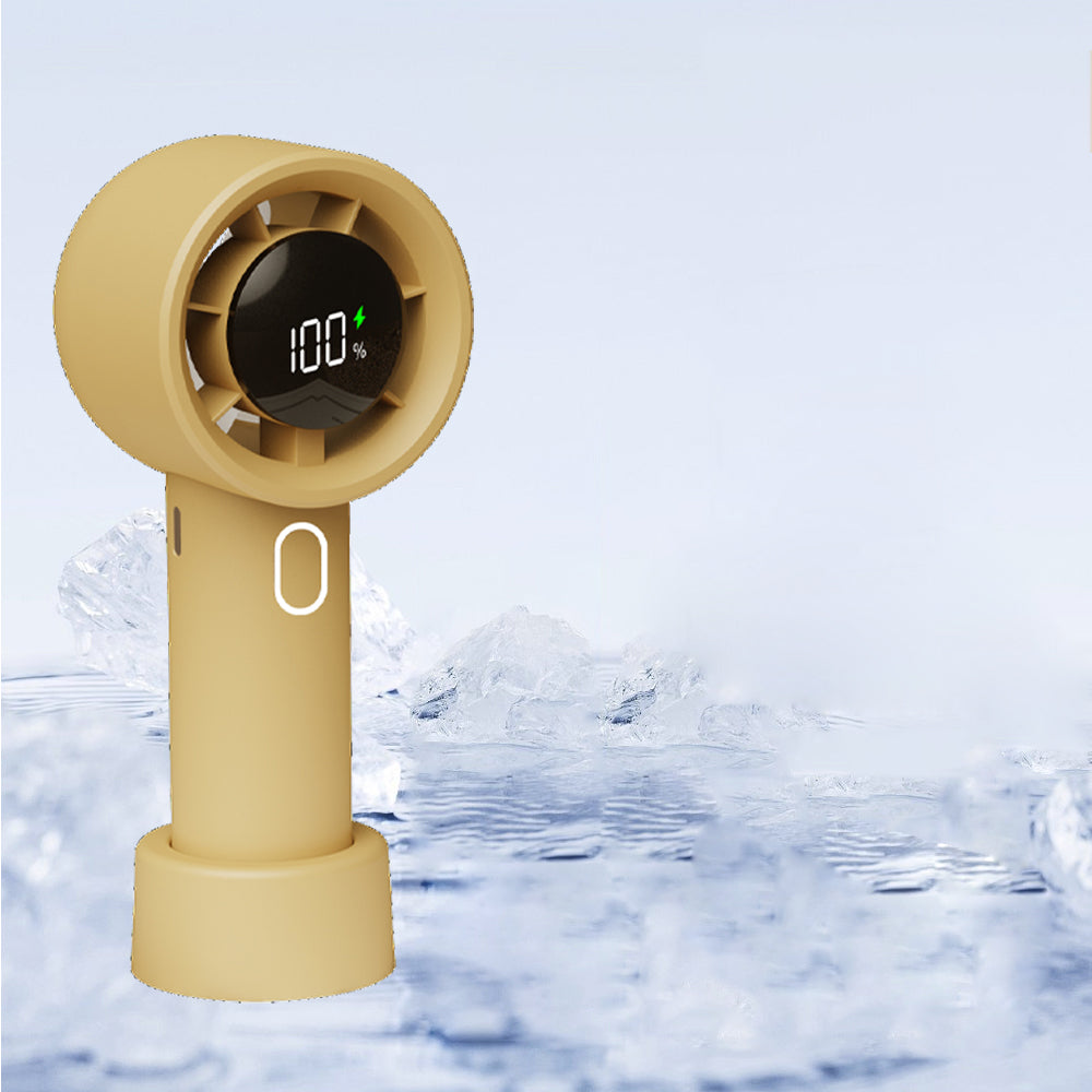 Portable Handheld Turbo Fan with Digital Display Rechargeable Pocket Hand Fan for Travel Outdoor Yellow