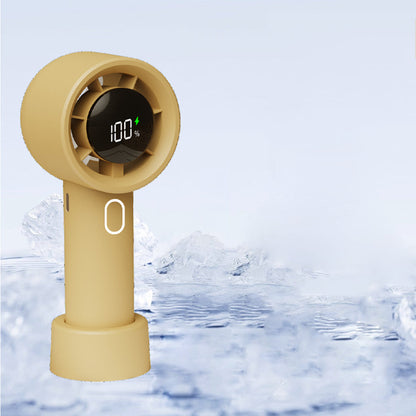 Portable Handheld Turbo Fan with Digital Display Rechargeable Pocket Hand Fan for Travel Outdoor Yellow