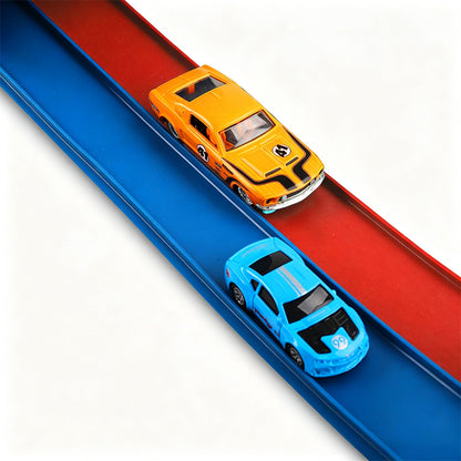 DIY Flexible Car Track Set Bendable Race Track with 4 Toy Cars - Blue