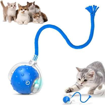 Interactive Cat Toys Balls with Birdsong 360-degree Smart Automatic Rolling Ball-Blue