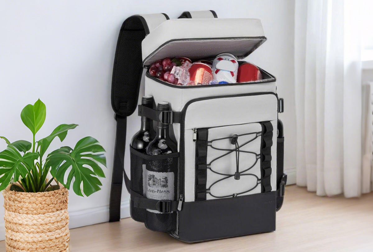 25L Insulated Cooler Backpack Freshness Preservation Backpack For Beach -Grey