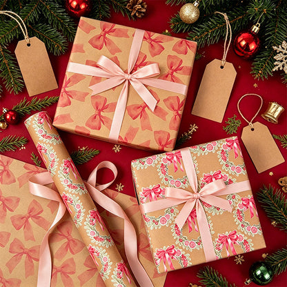 2 Pack Double Sided Christmas Wrapping Paper 4 - Vintage Stamps