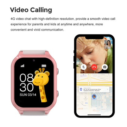 4G Smart Watch For Kids Water-resistant Video Call Positioning Alarm HD Touchscreen Smartwatch-White