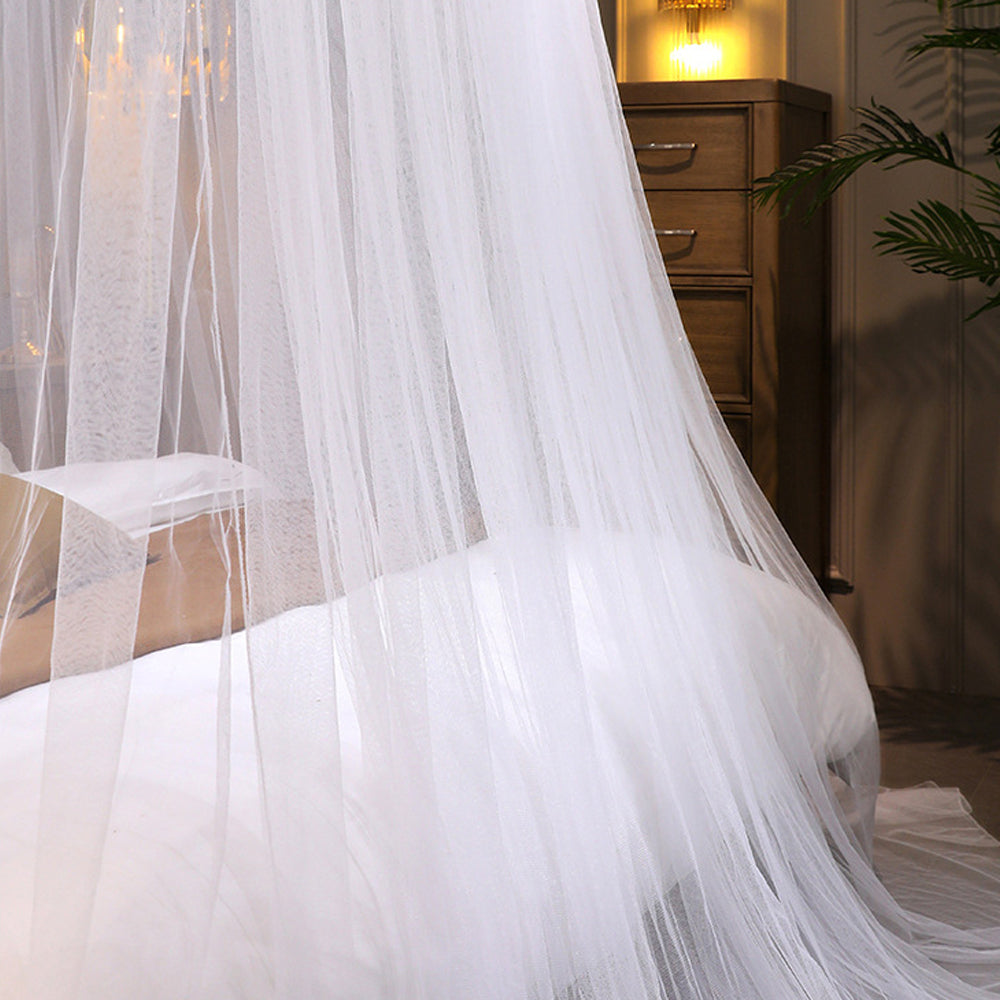 Lace Bed Canopy Drapes Dome Mosquito Net Hanging Bed Curtain White
