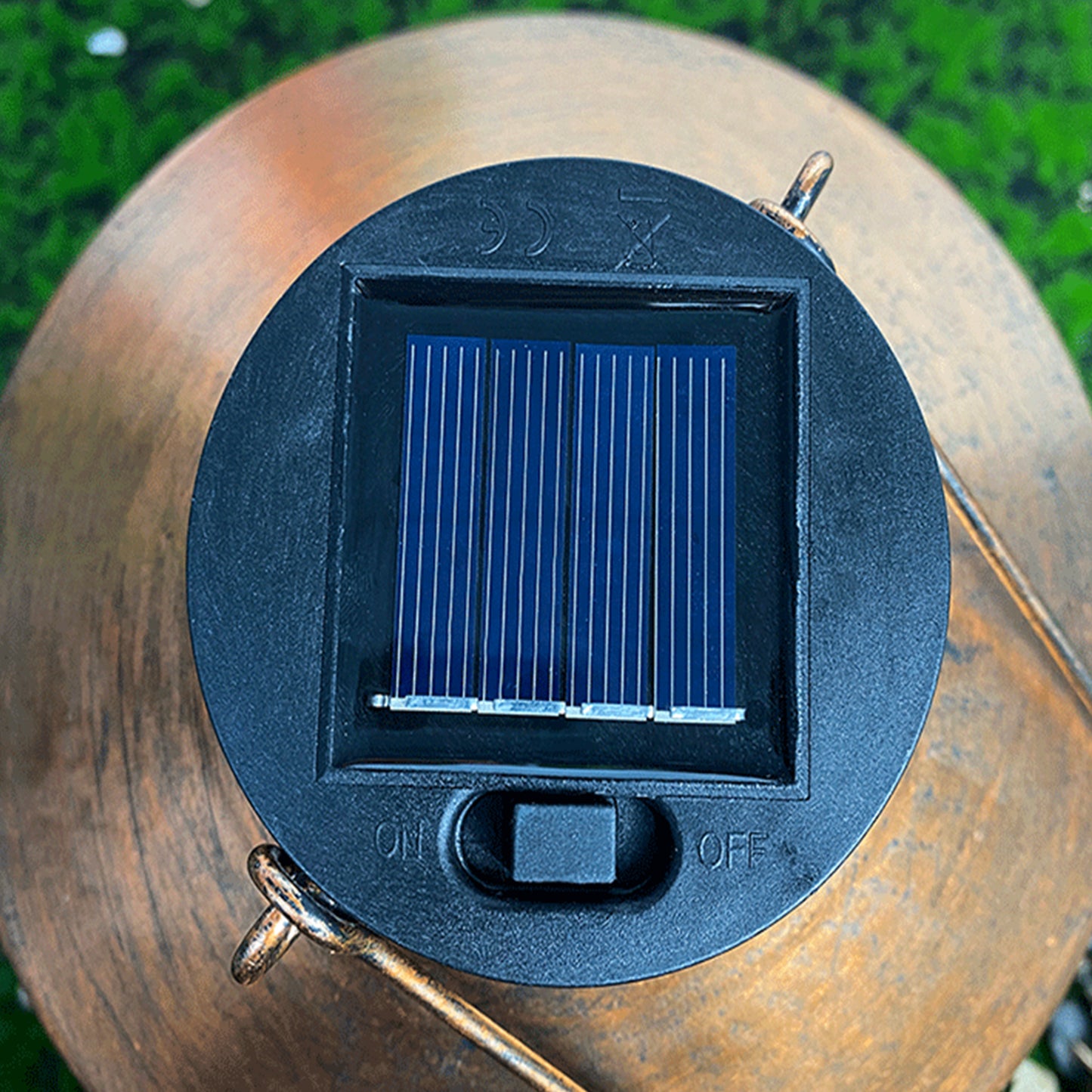 Solar Lantern Outdoor Hanging Light with Shepherd Hook Retro Stake Lights -Brown