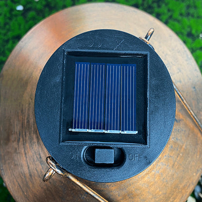 Solar Lantern Outdoor Hanging Light with Shepherd Hook Retro Stake Lights -Brown