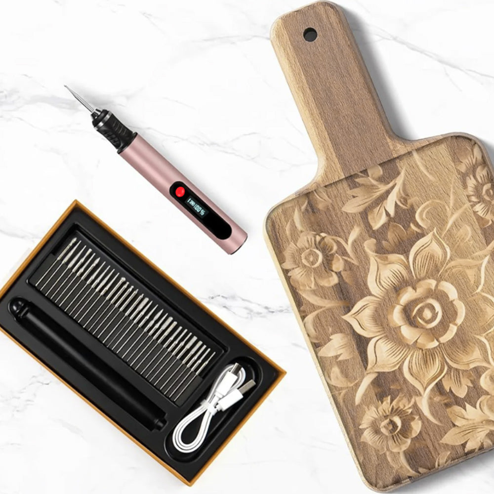 Electric Engraving Pen with 30 Bits 3-Speed Adjust Engraving Pen for Metal Wood Glass-Pink