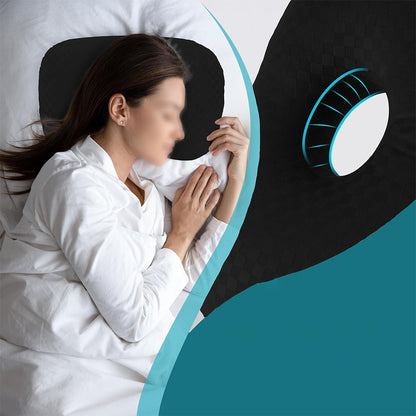 Ear Pillow for Side Sleepers with Hole-Black