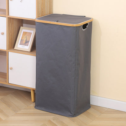 100L Laundry Basket with Lid Clothes Hampers for Laundry with Bamboo Handles Removable Bag-Grey