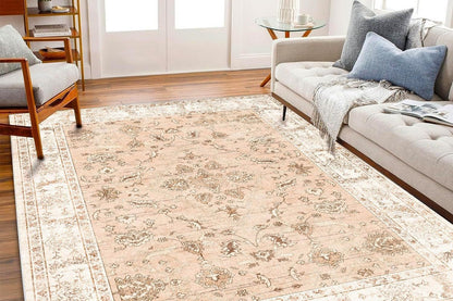Area Rug Washable Taupe Rug Vintage Boho Non Slip Mat for Living Room Dining Room -Style8