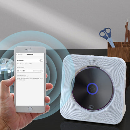 USB Powered Bluetooth CD Player with Digital Screen Display Desktop Music Player White