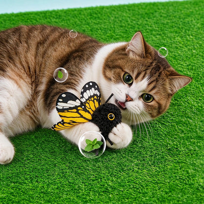 Electric Butterfly Cat Toy with Flapping Wings 3 Modes and Touch Activation - Orange