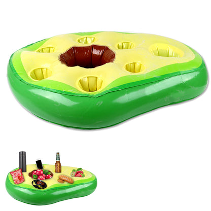 Inflatable Drink Holder Floating Holder with 8 Holes for Pool Drink-Green