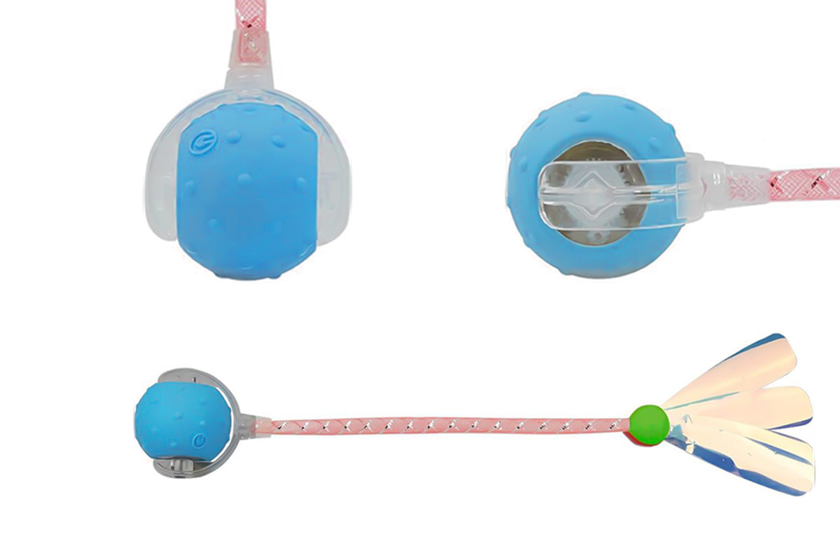 Interactive Cat Toys Ball for Indoor Cats Moving Cat Ball with Elastic Tail -Blue