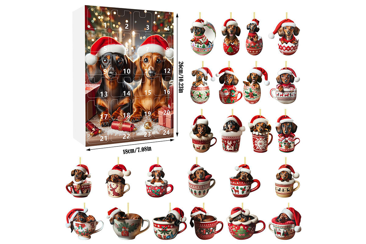 Christmas Countdown Advent Calendar Dog Holiday Collectible Hanging Ornament