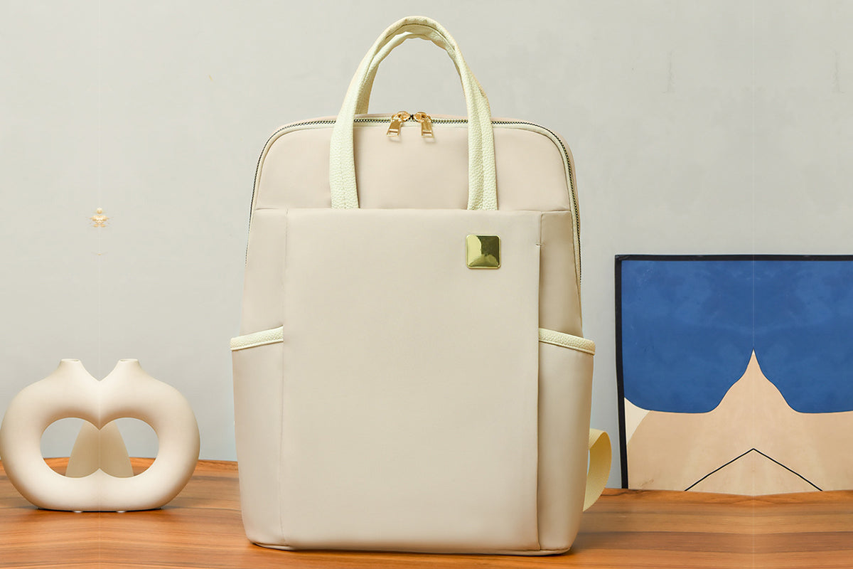 Laptop Backpack for 13.3-inch Laptops Water-resistant Multiple Compartments Laptop Bag -Beige