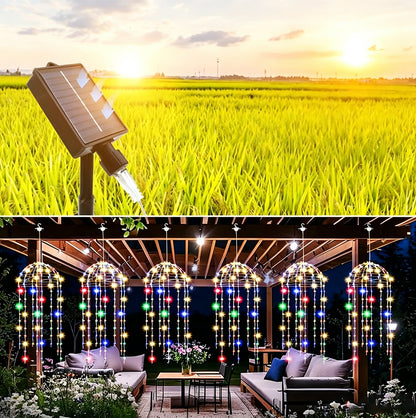 4 Pack Solar Hanging Jellyfish Lights with 256 LEDs and 8 Modes - Mixed Color