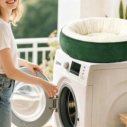 Round Washable Donut Pet Bed with Anti Slip Base - Green