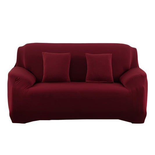 Elastic Stretch Sofa Cover Soft Double-Seater Sofa Cover Non-Slip Sofa Protective Cover -Wine Red