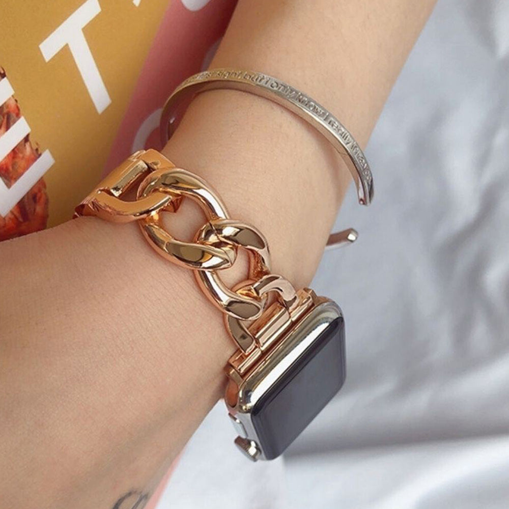 Replacement Metal Strap Band for Apple Watch Series 8 7 6 5 4 3 2 1 Rose Gold