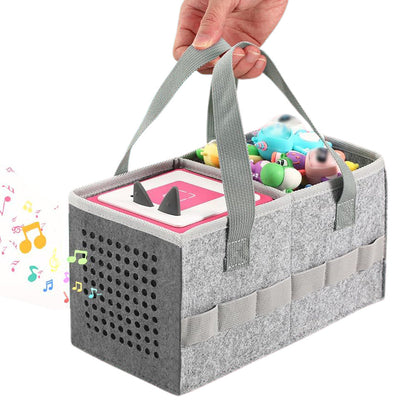 Portable Felt Cloth Storage Bag for Kidsâ€?Musical Speakers Gray