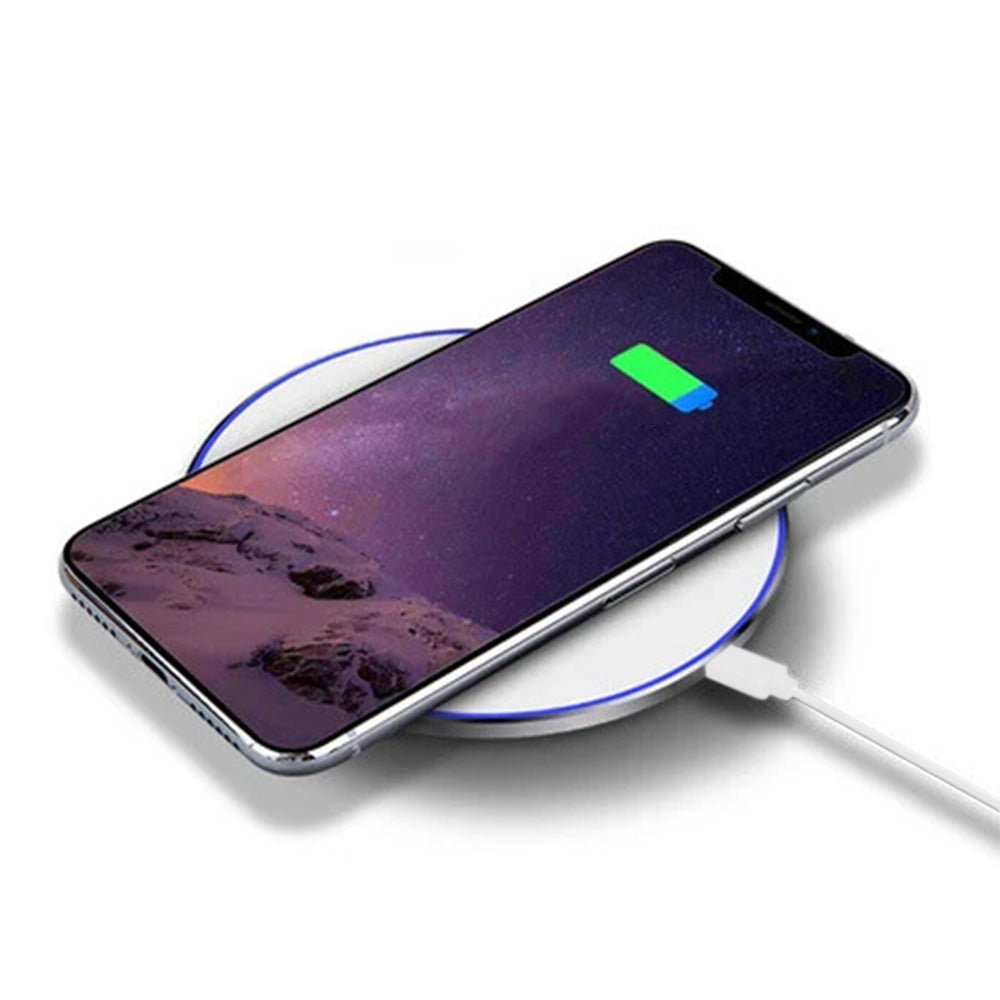 Fast Wireless Charger Pad with Mirror Surface for Phone-White