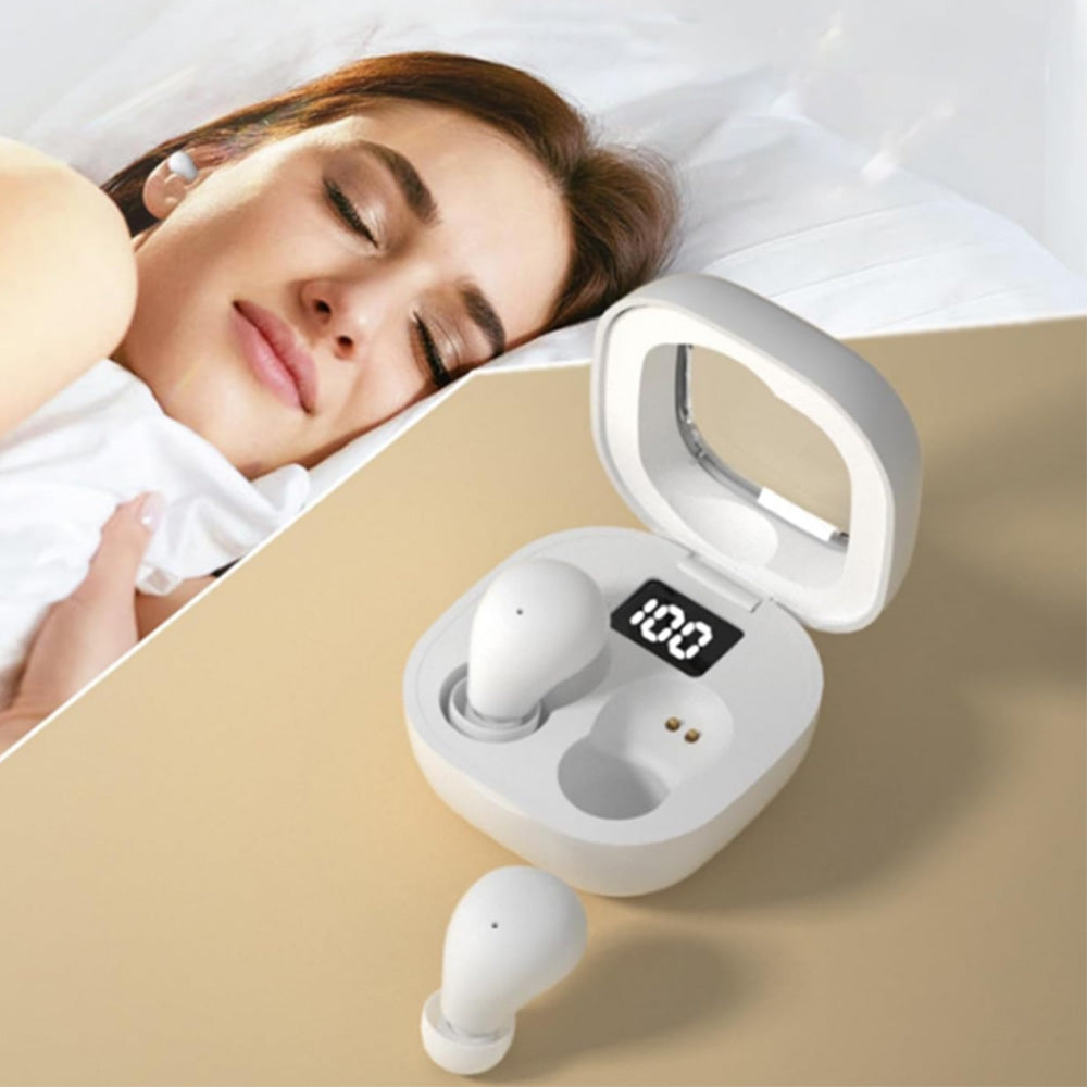 Wireless Bluetooth Small Headphone  Mini Invisible Earbuds with Charging Case for Sleep Work Sports White