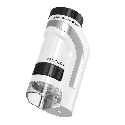 50X-300X Handheld Microscope with LED Lights Portable Pocket Zoom Silver