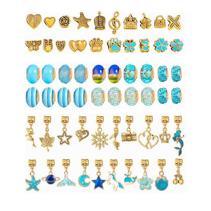 66 Pcs Kids DIY Bracelet Charm Making Kit Jewelry Making Supplies Blue