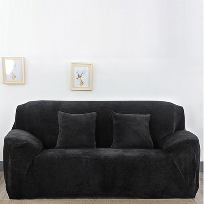 Velvet Stretch Sofa Slipcover Sofa Couch Furniture Protector Cover Black
