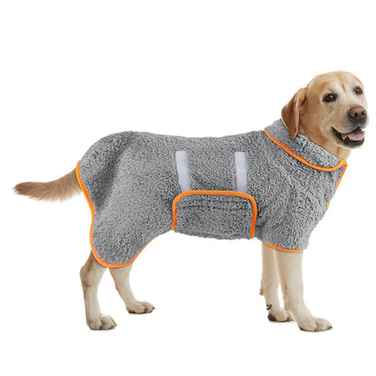 Pet Absorbent Bathrobe Dog Drying Towel Coat Soft Bath Wrap Pajamas-Grey