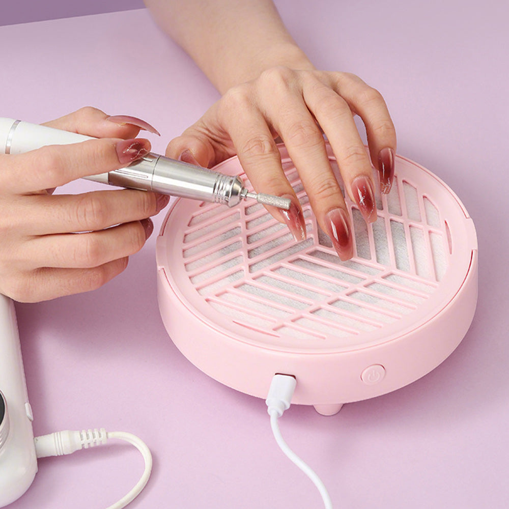Mini Nail Dust Collector Lightweight Electric Manicure Vacuum for Home DIY and Salon Use-Pink