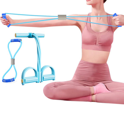 6 Tube Pedal Ankle Puller Fitness Exercise Rope with 8 Shape Resistance Band-Blue