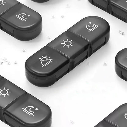 Weekly Pill Box Organizer 7 Days Tablet Storage Dispenser With One Side Large Openings-Black