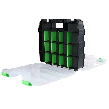 34 Grid Double Sided Tool Organizer Box for Screws Nuts - Green