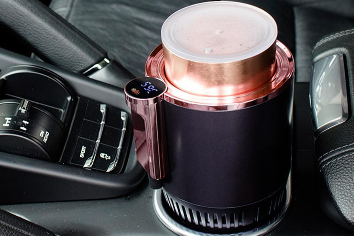 2 in 1 Car Cup Warmer Cooler Smart Car Mug Holder Auto Car Cooling and Heating Cup with LED Temperature Display Car Refrigerator-Purple