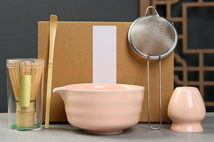 5Pcs Matcha Set Whisk Bowl Spout Scoop Pink