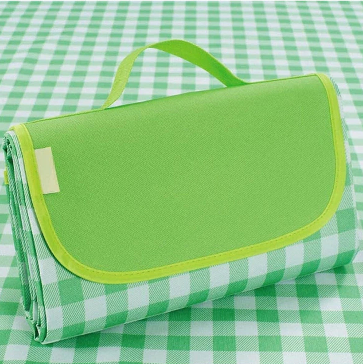 Oxford Picnic Blanket Roll Up Portable Camping Mat - Green Plaid